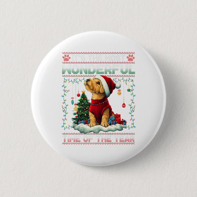Airedale Terrier Christmas Tree Decorations Dog Lo Button (Front)