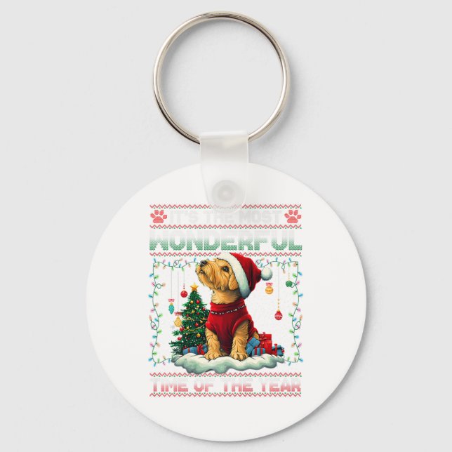 Airedale Terrier Christmas Tree Decorations Dog Lo Keychain (Front)