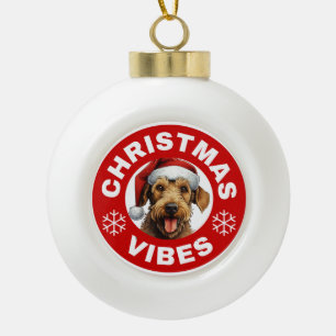 Airedale Terrier Christmas Vibes Ceramic Ball Christmas Ornament