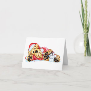 Airedale Terrier Christmas Waiting for Santa Holiday Card