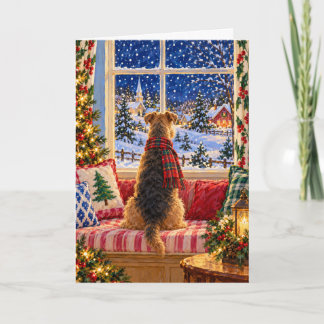 Airedale Terrier Christmas Window Watcher Card