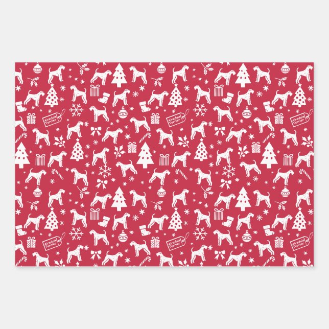 Airedale Terrier Christmas Wrapping Paper Sheets (Front)
