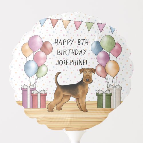 Airedale Terrier Colorful Pastel Happy Birthday Balloon