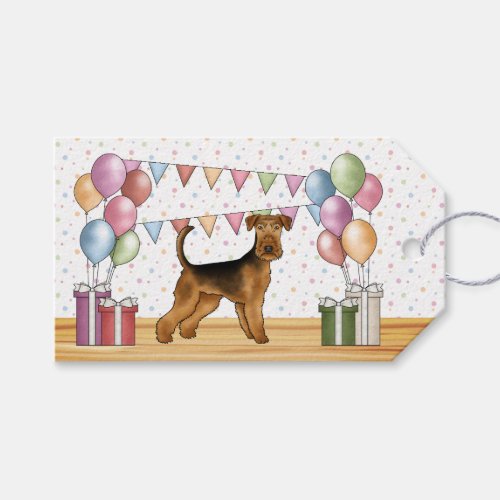 Airedale Terrier Colorful Pastel Happy Birthday Gift Tags