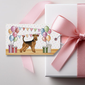 Airedale Terrier Colorful Pastel Happy Birthday Gift Tags