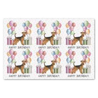 Airedale Terrier Colorful Pastel Happy Birthday Tissue Paper