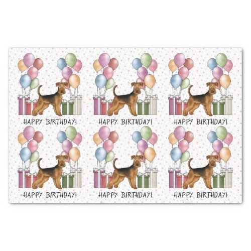 Airedale Terrier Colorful Pastel Happy Birthday Tissue Paper