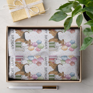 Airedale Terrier Colorful Pastel Happy Birthday Tissue Paper
