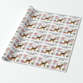 Airedale Terrier Colorful Pastel Happy Birthday Wrapping Paper