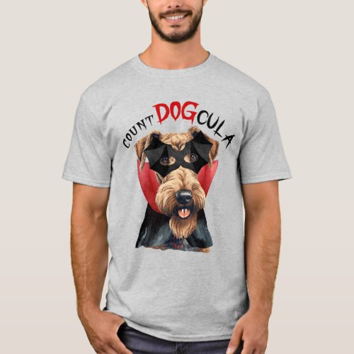 Airedale Terrier Count DOGcula Funny Dog Lover T_Shirt