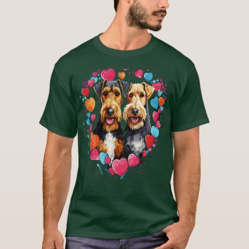 Airedale Terrier Couple Valentine T_Shirt