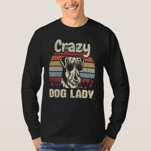 Airedale Terrier  Crazy Dog Lady Vintage Mothers  T_Shirt