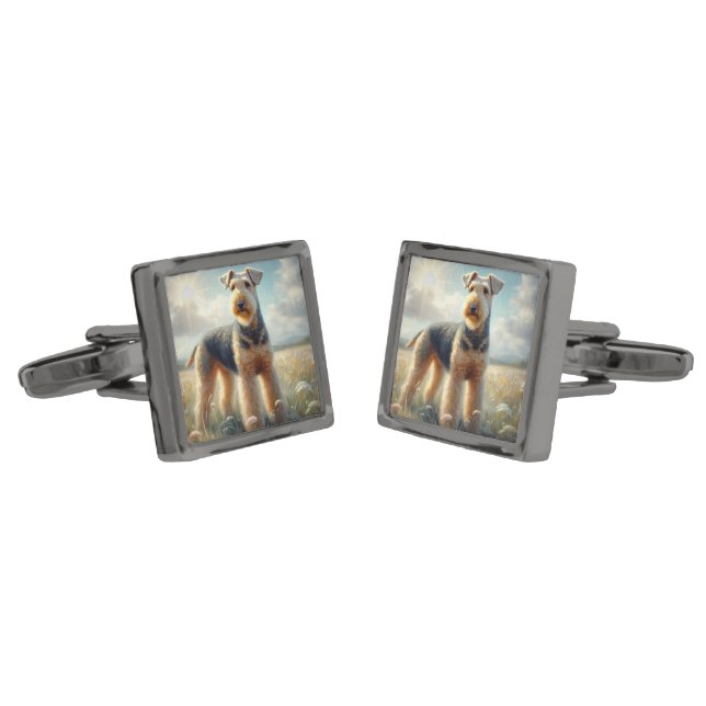 Airedale Terrier Cufflinks (Angled)