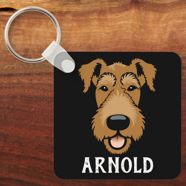 Airedale Terrier Custom Dog Name Personalized Keychain (Front)