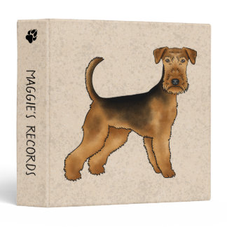 Airedale Terrier Cute Bindley Terrier Cartoon Dog 3 Ring Binder