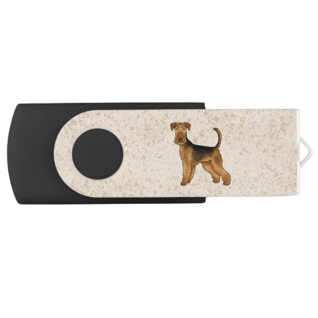Airedale Terrier Cute Cartoon Dog Bingley Terrier Flash Drive (Front)
