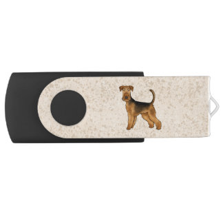 Airedale Terrier Cute Cartoon Dog Bingley Terrier Flash Drive