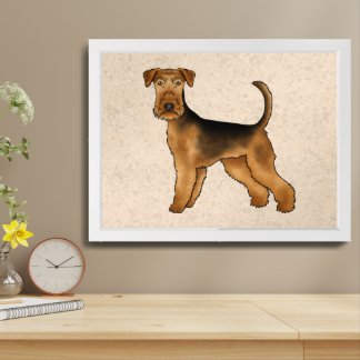 Airedale Terrier Cute Cartoon Dog Bingley Terrier Framed Art