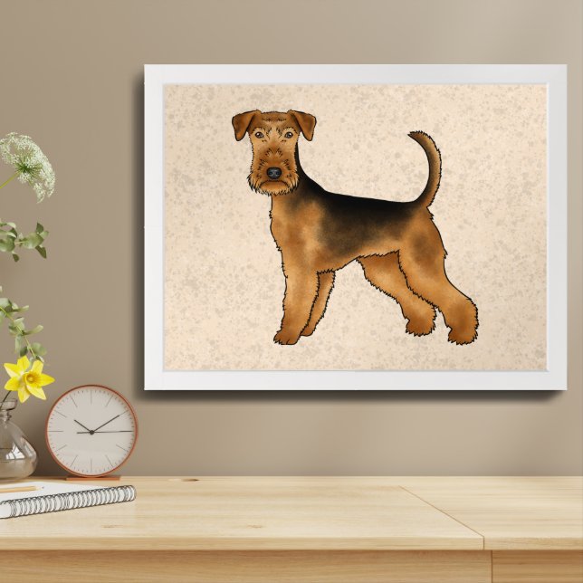 Airedale Terrier Cute Cartoon Dog Bingley Terrier Framed Art (Table Top)
