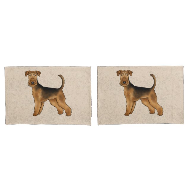 Airedale Terrier Cute Cartoon Dog Bingley Terrier Pillow Case (Front-Set)
