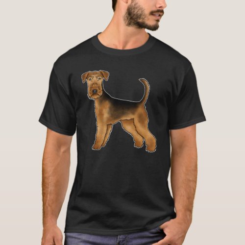 Airedale Terrier Cute Cartoon Dog Bingley Terrier T_Shirt