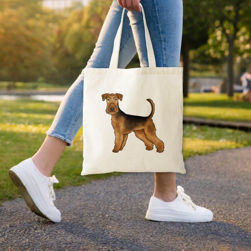 Airedale Terrier Cute Cartoon Dog Bingley Terrier Tote Bag