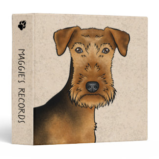 Airedale Terrier Cute Cartoon Dog Head And Text 3 Ring Binder