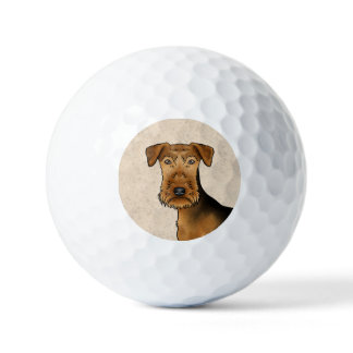 Airedale Terrier Cute Cartoon Dog Head Close-Up Golf Balls