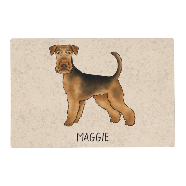 Airedale Terrier Cute Cartoon Dog On Beige Placemat (Front)