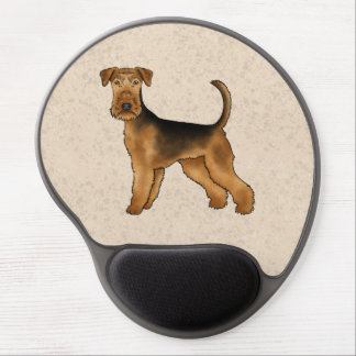 Airedale Terrier Cute Cartoon Dog Standing Beige Gel Mouse Pad