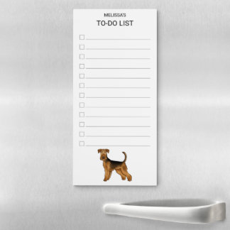 Airedale Terrier Cute Cartoon Dog To-Do CheckList Magnetic Notepad