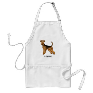 Airedale Terrier Cute Cartoon Dog With Custom Name Adult Apron