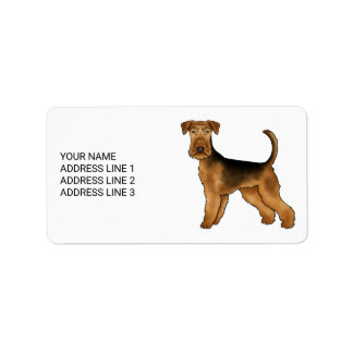 Airedale Terrier Cute Cartoon Dog With Custom Text Label