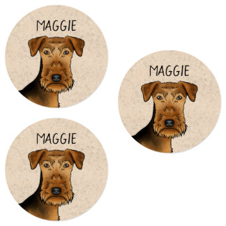 Airedale Terrier Cute Dog Head Bingley Terrier Labels