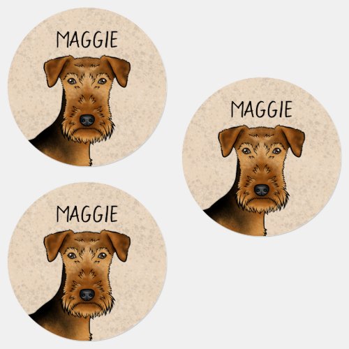 Airedale Terrier Cute Dog Head Bingley Terrier Labels