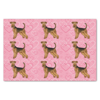 Airedale Terrier Cute Dog Love With Pink Hearts Tissue Paper