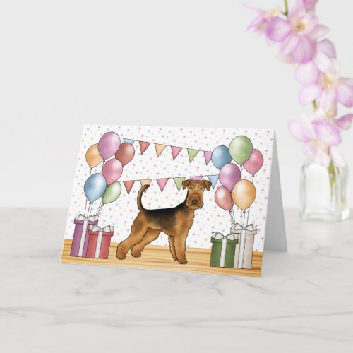 Airedale Terrier Cute Dog Pastel Happy Birthday Card
