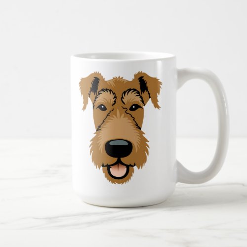 Airedale Terrier Cute Funny Cartoon Puppy Dog Face Coffee Mug