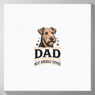 Airedale Terrier Dad Vintage Dog Father Shirt_1 Canvas Photo Tile