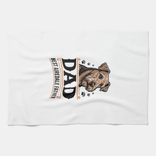 Airedale Terrier Dad Vintage Dog Father Shirt_1 Kitchen Towel
