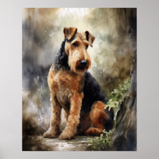 Airedale Terrier Dog Art Print Poster