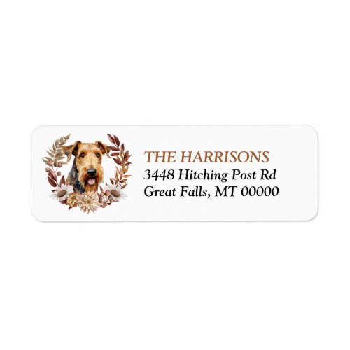 Airedale Terrier Dog Autumn Wreath Label