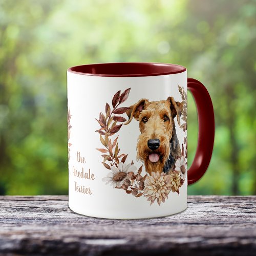 Airedale Terrier Dog Autumn Wreath Mug