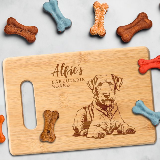 Airedale Terrier Dog Barkuterie Treat Engraved Cutting Board (Airedale Terrier Cutting Board Barkuterie Personalized with Dog's Name, Gift for Dog Mom, Dad, Owner)