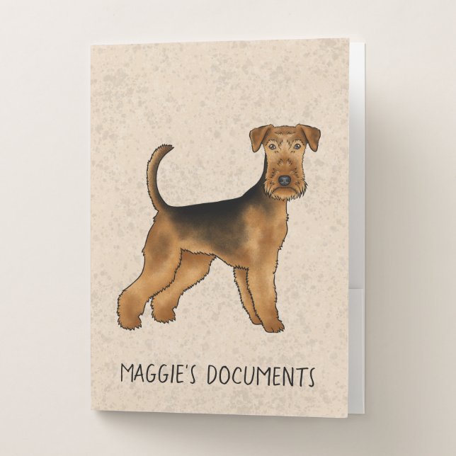 Airedale Terrier Dog Bingley Terrier Custom Text Pocket Folder (Front)