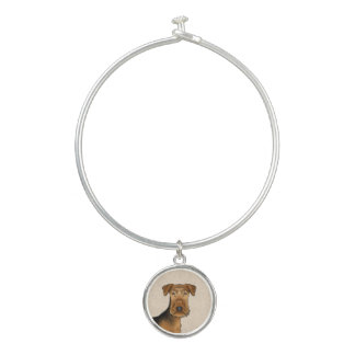 Airedale Terrier Dog Bingley Terrier Dog Head Bangle Bracelet