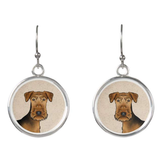 Airedale Terrier Dog Bingley Terrier Dog Head Earrings (Front)