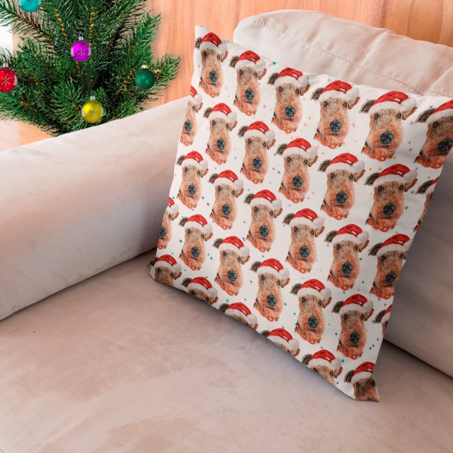 Airedale Terrier Dog Breed Christmas Throw Pillow (Creator Uploaded)
