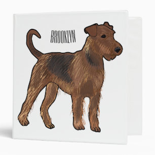 Airedale terrier dog cartoon illustration 3 ring binder