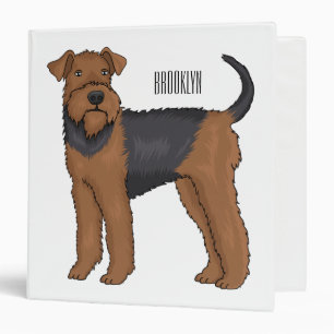 Airedale terrier dog cartoon illustration 3 ring binder